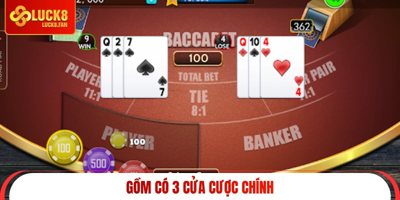 Gồm có 3 cửa cược chính