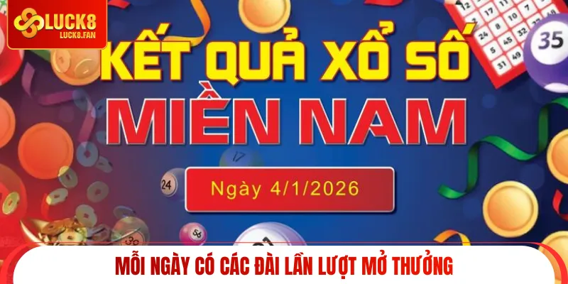 Mỗi ngày có các đài lần lượt mở thưởng