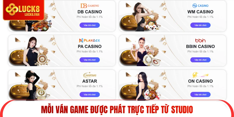 Mỗi ván game được phát trực tiếp từ studio